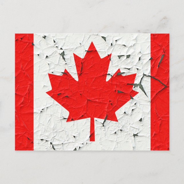 Canadian Red Maple Leaf CANADA Peeling Paint Style Postkarte (Vorderseite)