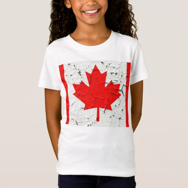 Canadian Red Maple Leaf CANADA Peeling Paint Style T-Shirt (Vorderseite)