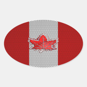 Canadian Red Maple Leaf in Carbon Fiber looks Ovaler Aufkleber
