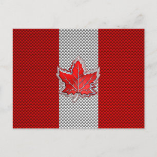 Canadian Red Maple Leaf in Carbon Fiber looks Postkarte
