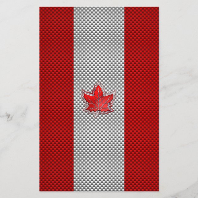Canadian Red Maple Leaf in Carbon Fibre sieht aus Briefpapier (Vorderseite)