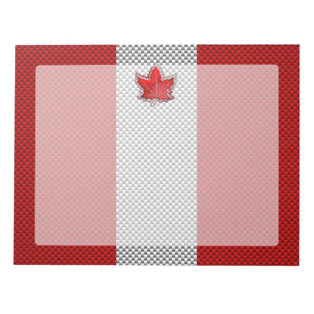 Canadian Red Maple Leaf in Carbon Fibre sieht aus Notizblock (Vorderseite)