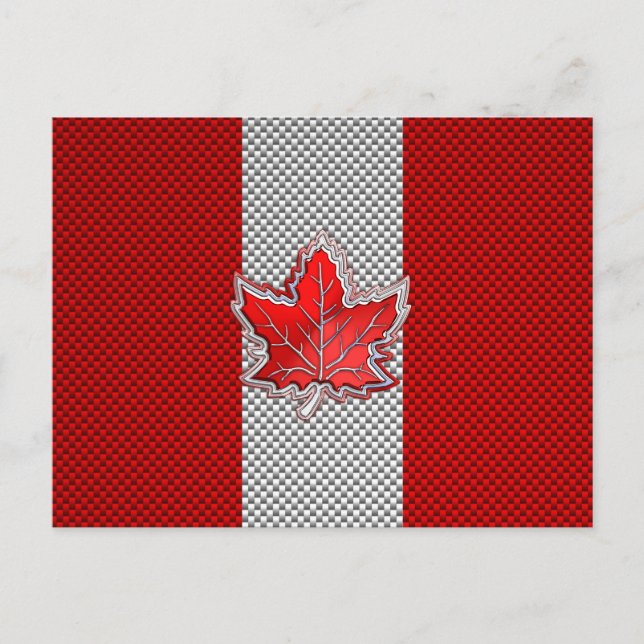Canadian Red Maple Leaf in Carbon Fibre sieht aus Postkarte (Vorderseite)