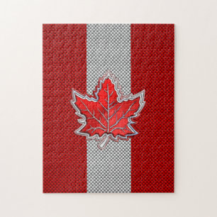 Canadian Red Maple Leaf in Carbon Fibre sieht aus Puzzle