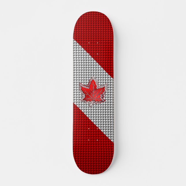 Canadian Red Maple Leaf in Carbon Fibre sieht aus Skateboard (Vorne)