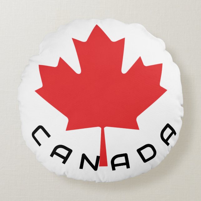 Canadian Red Maple Leaf Round Pillow - Modern Zuha Rundes Kissen (Vorderseite)