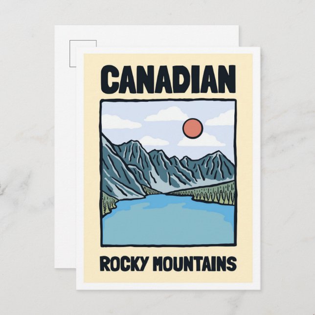 Canadian Rocky Mountains Kunst-Vintage Postkarte (Vorne/Hinten)