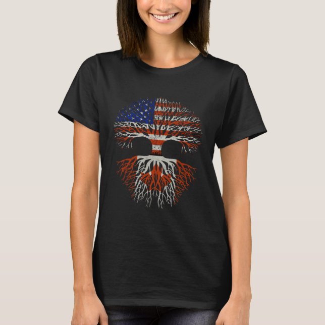 Canadian Roots American Grown Canada Flag T-Shirt (Vorderseite)