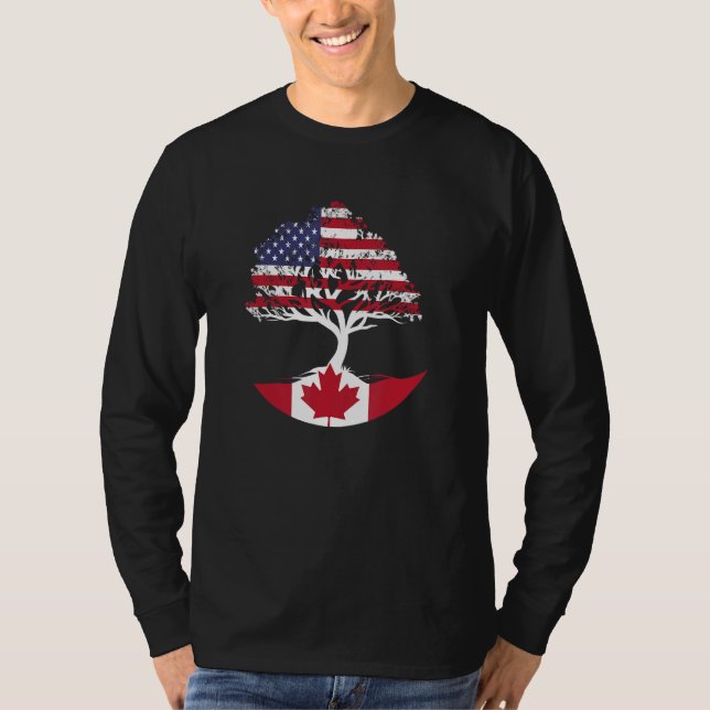 Canadian Roots American Grown Canada Flag T-Shirt (Vorderseite)