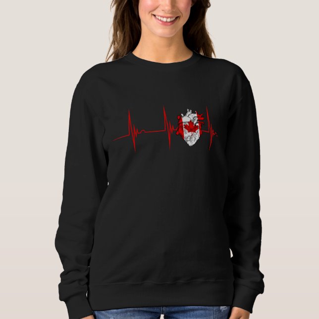Canadian Roots Heartbeat EKG Pulse Canada Heart Ma Sweatshirt (Vorderseite)