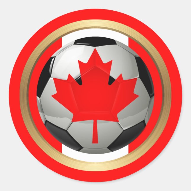 Canadian Soccer Ball Runder Aufkleber (Vorderseite)