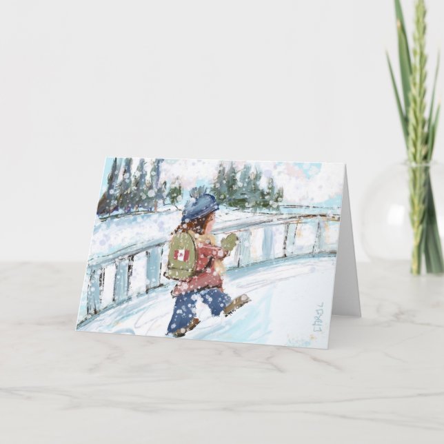 Canadian Winter Holiday Card Dankeskarte (Vorderseite)
