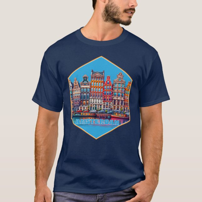 Canal Amsterdam Niederlande Europa T-Shirt (Vorderseite)