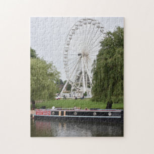Canal Boat and Ferris Wheel, River Avon England Ve Puzzle