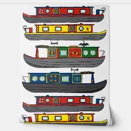Canal Boats Barges and Narrowboats Pattern Tapete