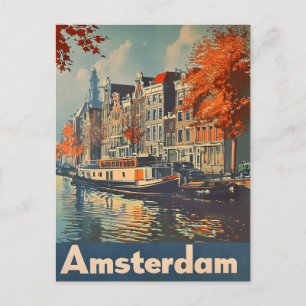 Canal Charm: Amsterdam Vintag Postcard Postkarte
