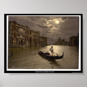 Canal Grande bei Mondschein, Venedig, Italien Poster