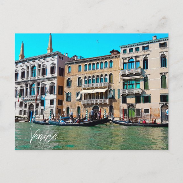 Canal Grande Gondola Boote von Venedig Postkarte (Vorderseite)