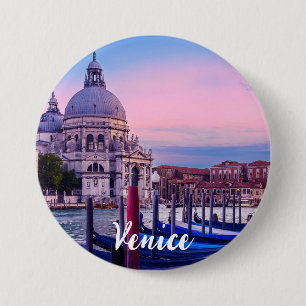 Canal Grande mit Gondeln und Kirche in Venedig Button