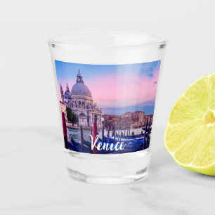 Canal Grande mit Gondeln und Kirche in Venedig Schnapsglas