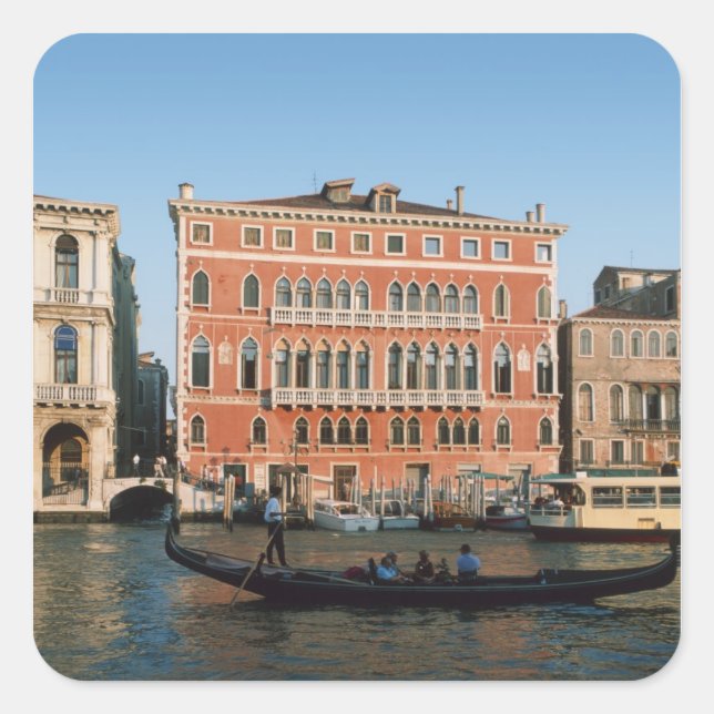 Canal Grande, Venedig, Venetien, Italien Quadratischer Aufkleber (Vorderseite)