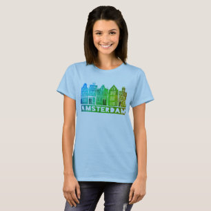 Canal House Row Amsterdam Holland Colorful T-Shirt