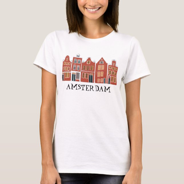 Canal House Row Amsterdam Holland T-Shirt (Vorderseite)