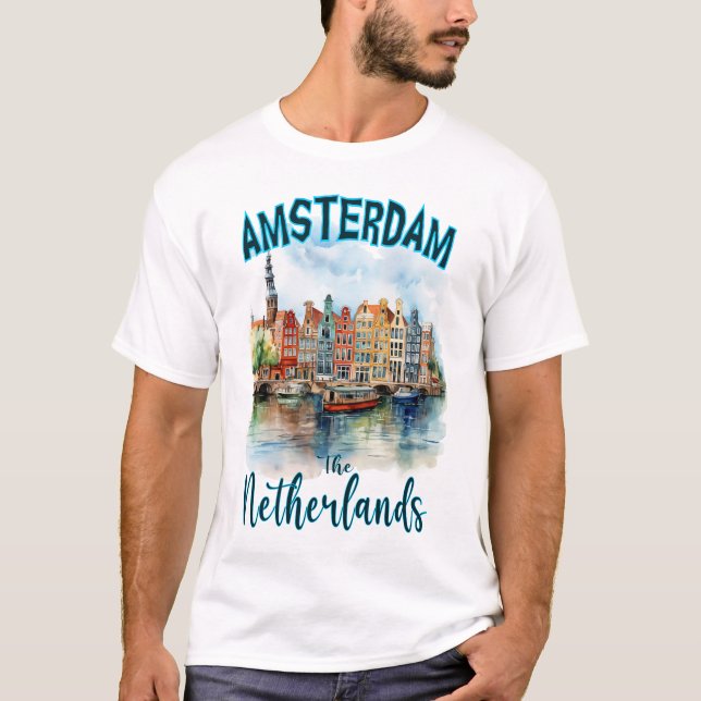 Canal Houses in Amsterdam: Niederlande T-Shirt (Vorderseite)