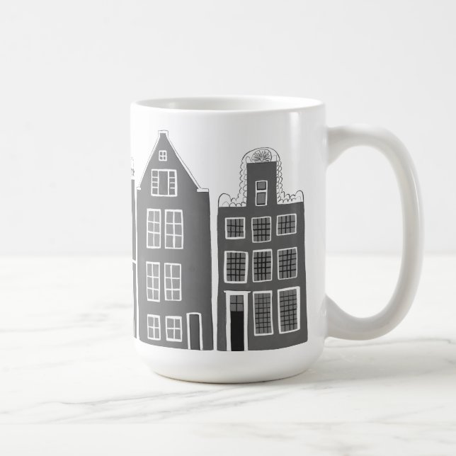 Canal Houses Row Amsterdam Holland Dutch Gray Kaffeetasse (Rechts)