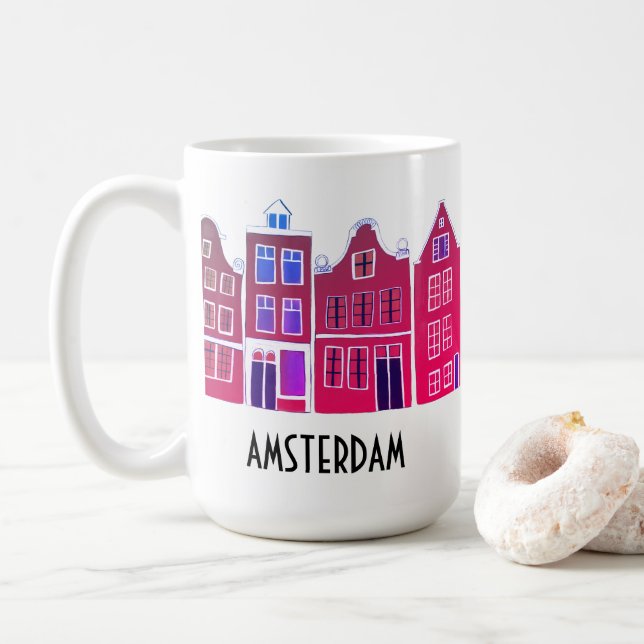 Canal Houses Row Amsterdam Holland Holland Travel Kaffeetasse (Mit Donut)