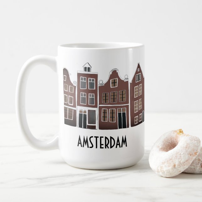 Canal Houses Row Amsterdam Holland Holland Travel Kaffeetasse (Mit Donut)