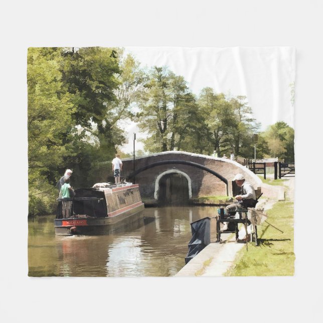 CANAL NARROWBOAT Fleece Blanket (Vorderseite (Horizontal))