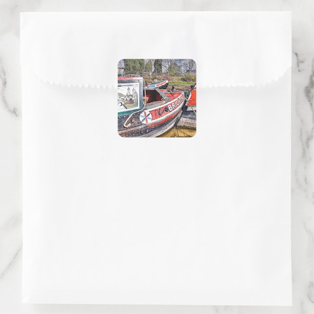 CANAL NARROWBOATS QUADRATISCHER AUFKLEBER (Tasche)