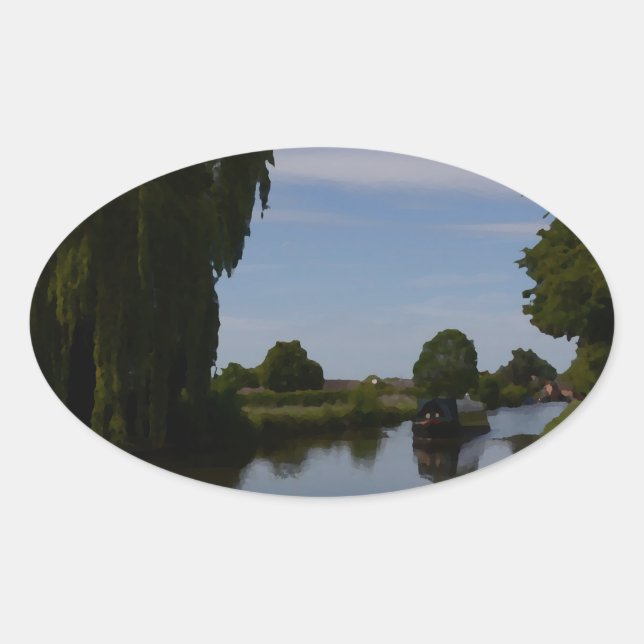 Canal scene ovaler aufkleber (Vorderseite)