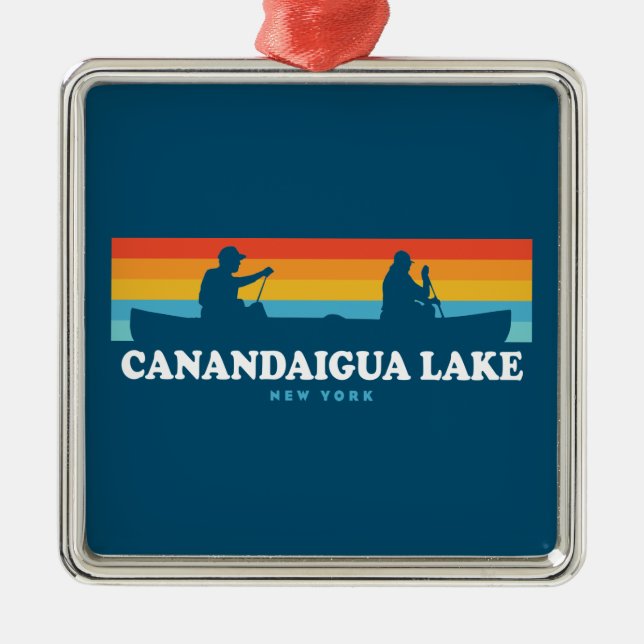 Canandaigua Lake New York Canoe Ornament Aus Metall (Vorne)