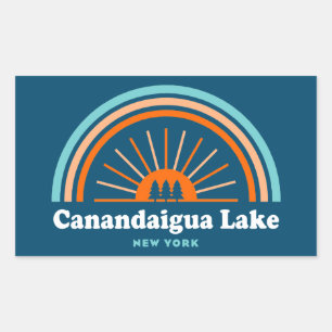 Canandaigua Lake New York Rainbow Rechteckiger Aufkleber