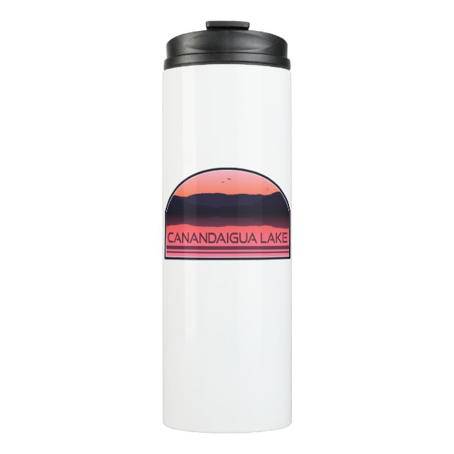 Canandaigua Lake New York Red Sunrise Thermosbecher (Vorderseite)