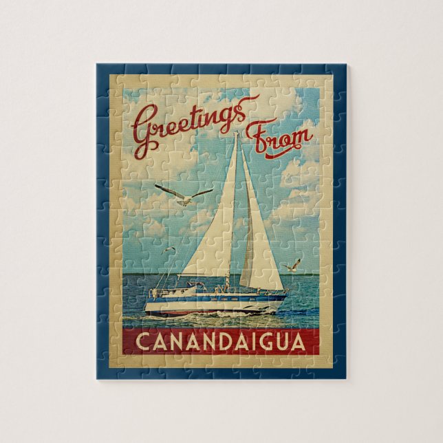 Canandaigua Sailboat Vintage Travel New York Puzzle (Vertikal)