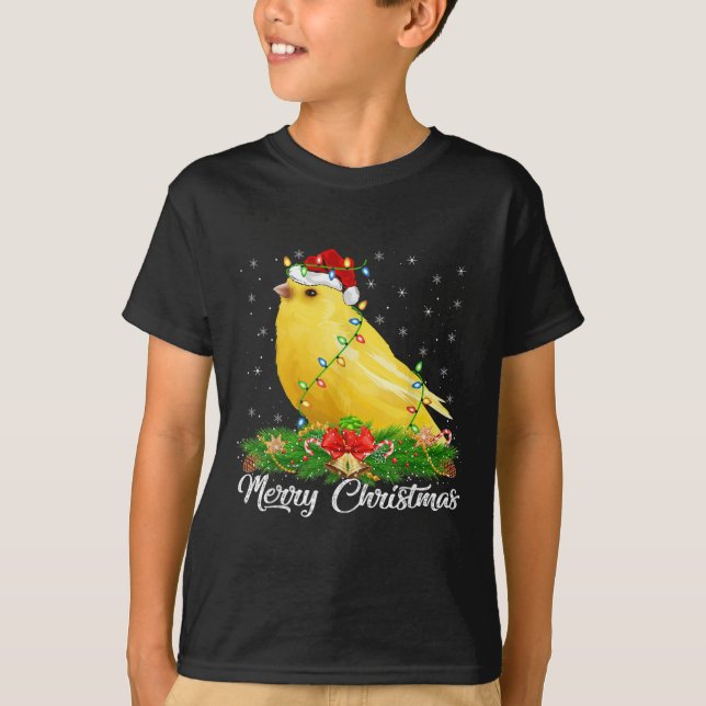 Canary Bird Lover Matching Weihnachtsmannmütze Can T-Shirt (Vorderseite)