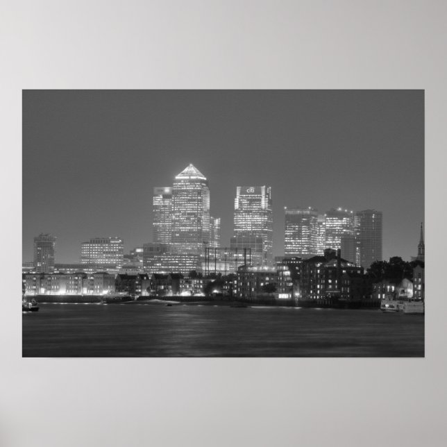 Canary Wharf in der Nacht Poster (Vorne)
