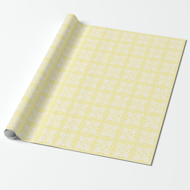 Canary Yellow Acorn and Leaf Tile Design Geschenkpapier (Ungerollt)