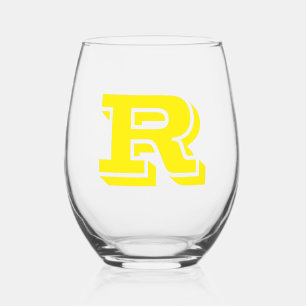 Canary Yellow Modern Monogram Initial Letter Weinglas Ohne Stiel