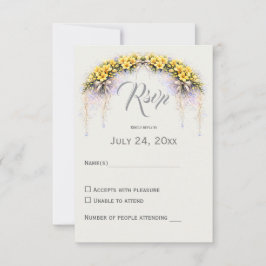 Canary Yellow Romantic Freesia Floral Wedding RSVP Karte
