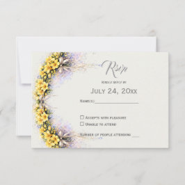 Canary Yellow Romantic Freesia Floral Wedding RSVP Karte