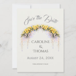 Canary Yellow Romantic Freesia Floral Wedding Save The Date