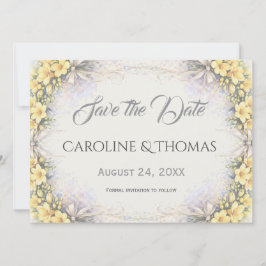 Canary Yellow Romantic Freesia Floral Wedding Save The Date