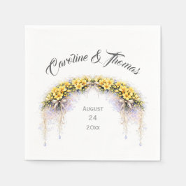 Canary Yellow Romantic Freesia Floral Wedding Serviette