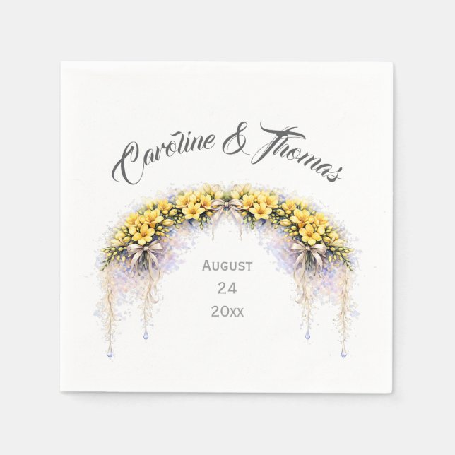 Canary Yellow Romantic Freesia  Floral Wedding Serviette (Vorderseite)