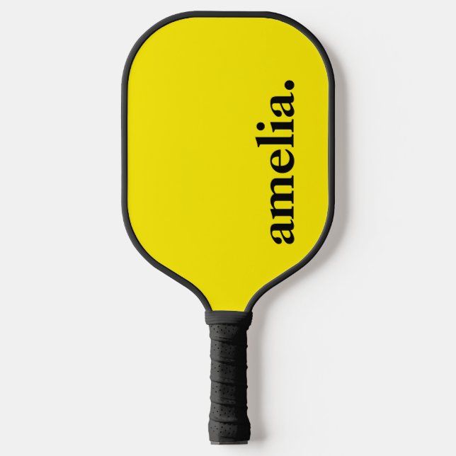 Canary Yellow Solid Color Eleganter Name Pickleball Schläger (Vorderseite)