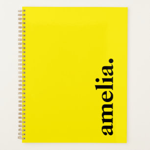 Canary Yellow Solid Color Eleganter Name Planer